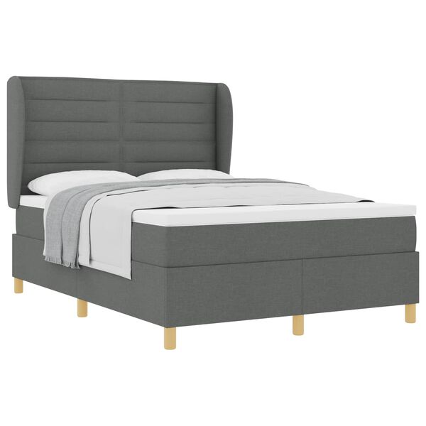 vidaXL Cama con Somier y Colch&oacute;n Gris Oscuro 90x190 cm de Tela tela
