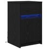 vidaXL Armario de Noche LED con caj&oacute;n Roble negro 38 x 34 x 61 cm