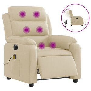 vidaXL Sill&oacute;n reclinable de masaje el&eacute;ctrico tela color crema
