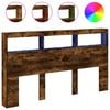 vidaXL Cabecero de cama con luz LED roble ahumado 180x17x102 cm