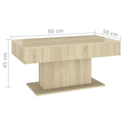 vidaXL Mesa de centro madera contrachapada roble Sonoma 96x50x45 cm