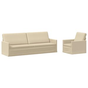 vidaXL Juego de Sof&aacute; 2 pcs Crema Tela