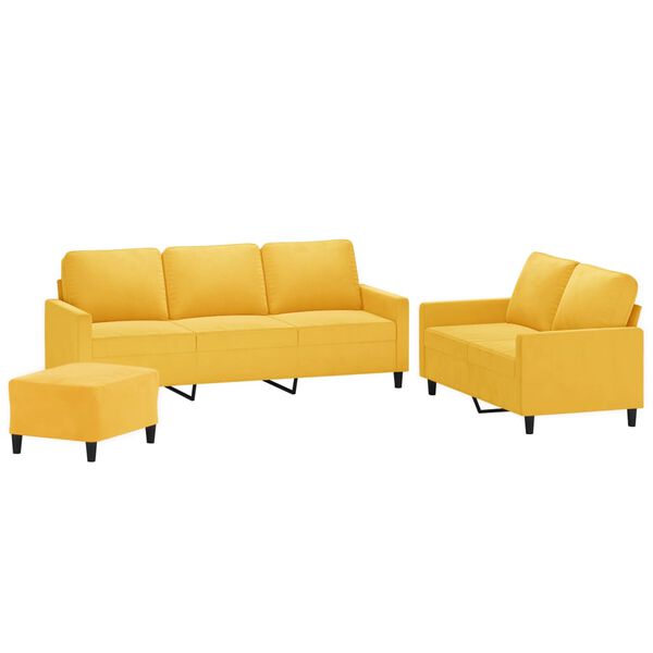 vidaXL Juego de sof&aacute;s con cojines 3 piezas terciopelo amarillo