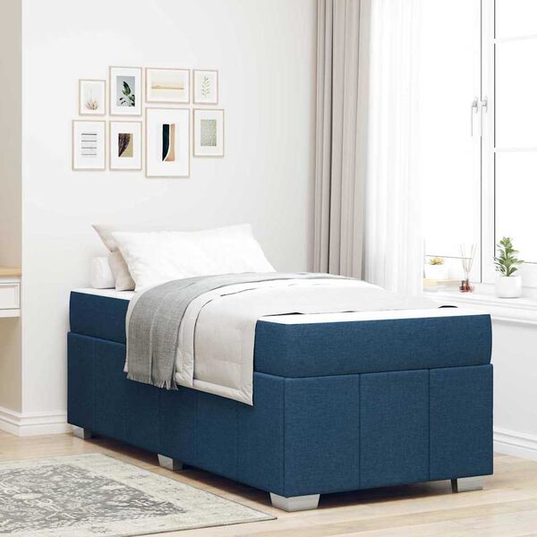 vidaXL Estructura de cama con colch&oacute;n Azul 100 x 200 cm tela