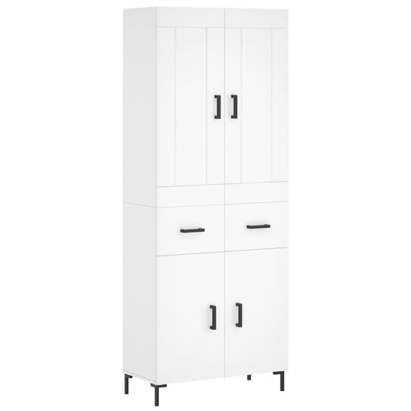 vidaXL Aparador alto madera contrachapada blanco 69,5x34x180 cm