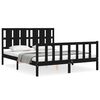 vidaXL Estructura de cama con cabecero madera maciza negro 160x200 cm