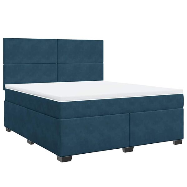 vidaXL Cama box spring con colch&oacute;n terciopelo azul 180x200 cm