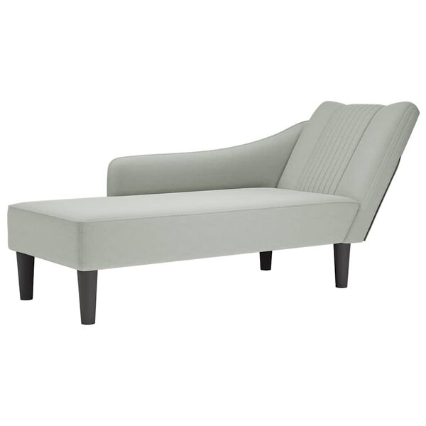 vidaXL Chaise longue con reposabrazos derecho terciopelo gris claro