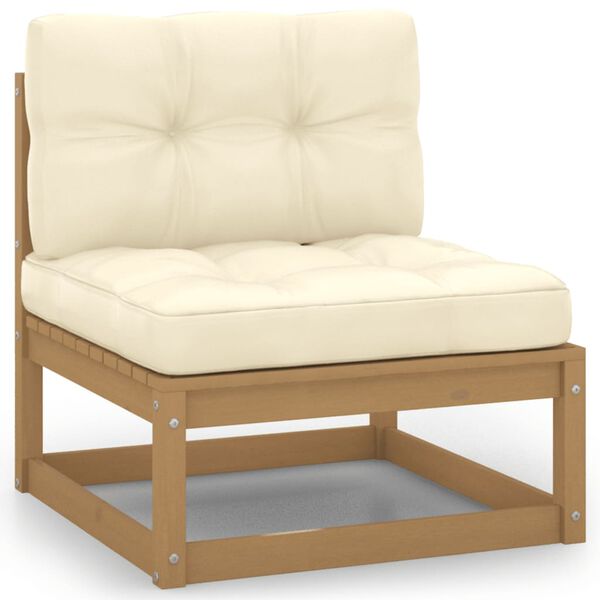 vidaXL Set de muebles de jard&iacute;n 8 pzs cojines madera pino marr&oacute;n miel