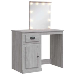 vidaXL Tocador con luces LED gris Sonoma 90x42x132,5 cm