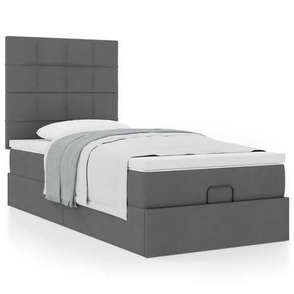 vidaXL Estructura cama otomana colchón tela gris oscuro 90x190cm