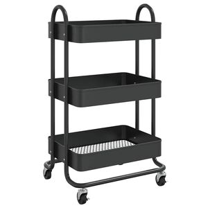 vidaXL Carrito de cocina 3 niveles acero negro 43x34x79 cm