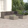 vidaXL Set de muebles de jard&iacute;n 5 pzas y cojines rat&aacute;n sint&eacute;tico gris