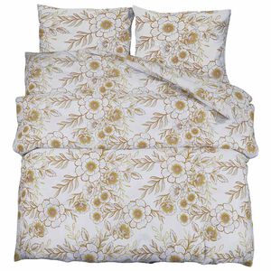 vidaXL Juego de funda n&oacute;rdica algod&oacute;n blanco y marr&oacute;n 140x200 cm