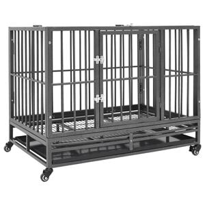 vidaXL Jaula de perro resistente con ruedas acero 92x62x76 cm
