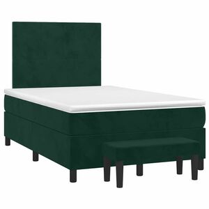 vidaXL Cama box spring con colch&oacute;n terciopelo verde oscuro 120x190 cm