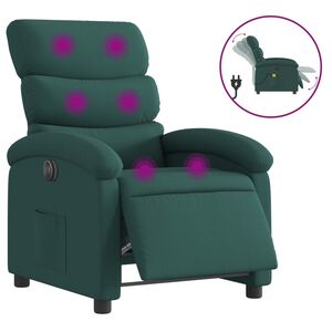 vidaXL Sill&oacute;n reclinable de masaje el&eacute;ctrico tela verde oscuro