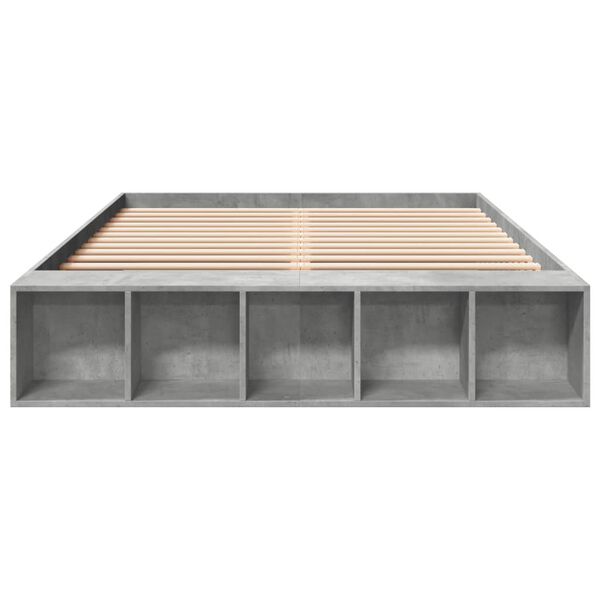 vidaXL Estructura de cama madera de ingeniería gris hormigón 160x200cm