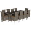 vidaXL Set de comedor de jard&iacute;n 11 pzas y cojines rat&aacute;n sint&eacute;tico gris