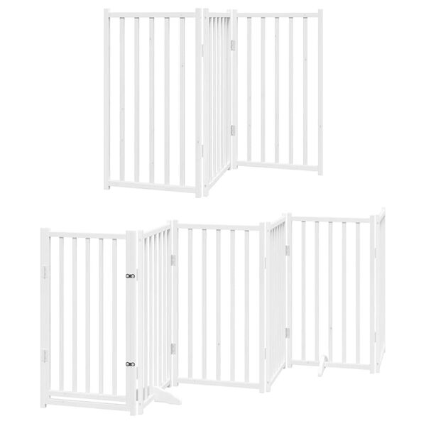 vidaXL Puerta de perros plegable 12 paneles madera &aacute;lamo blanca 600 cm