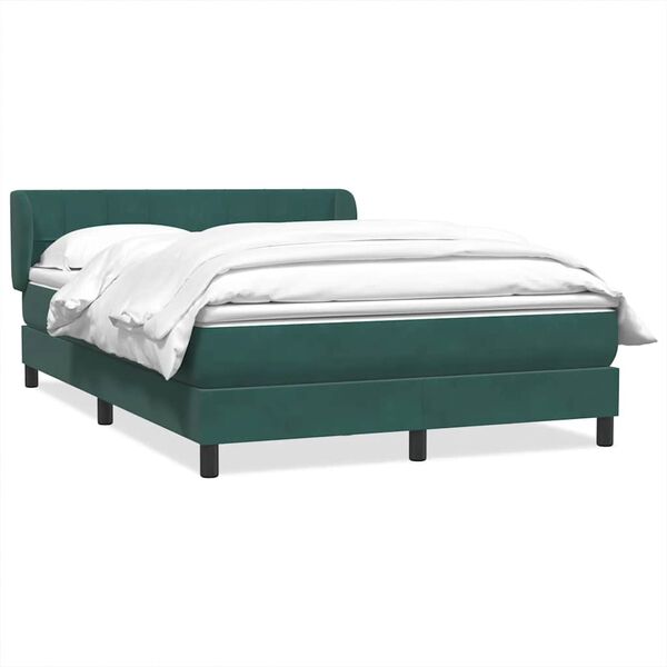 vidaXL Cama box spring con colch&oacute;n terciopelo verde oscuro 160x220 cm