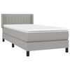 vidaXL Cama box spring con colch&oacute;n tela gris claro 90x190 cm
