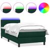 vidaXL Cama box spring con colch&oacute;n y LED terciopelo verde oscuro 100x220 cm