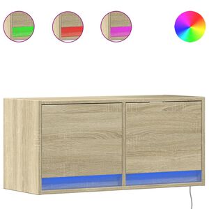 vidaXL Mueble de TV de pared con luces LED roble Sonoma 80x31x35 cm