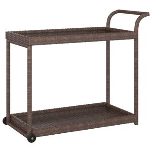 vidaXL Carrito de bar rat&aacute;n sint&eacute;tico marr&oacute;n 100x45x83 cm