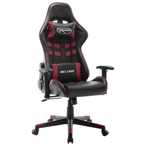vidaXL Silla de gaming de cuero sint&eacute;tico negro y rojo tinto