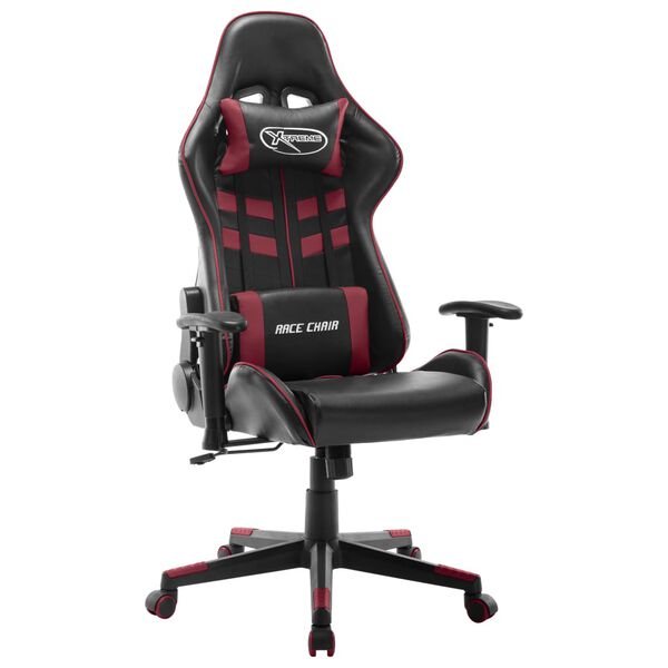 vidaXL Silla de gaming de cuero sint&eacute;tico negro y rojo tinto