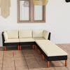 vidaXL Set de muebles de jard&iacute;n 6 pzas y cojines rat&aacute;n sint&eacute;tico negro