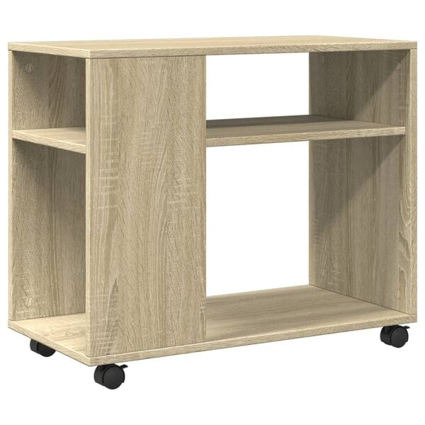 vidaXL Mesa auxiliar con ruedas madera roble Sonoma 70x35x60 cm