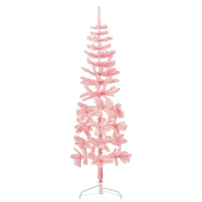 vidaXL Medio árbol de Navidad artificial con soporte rosa 180 cm