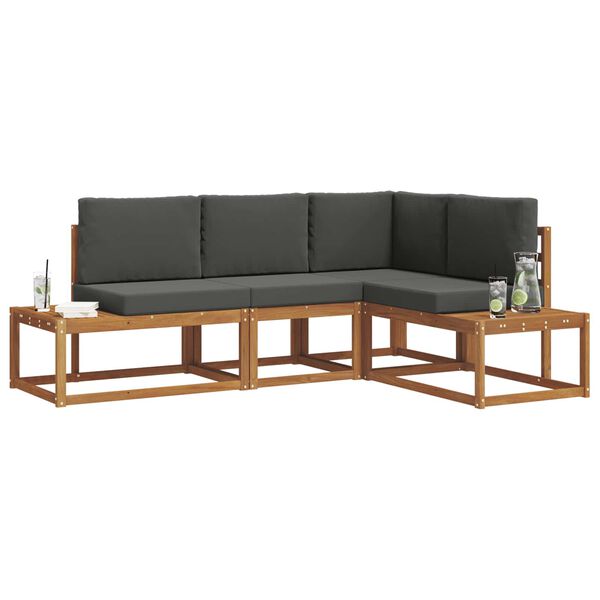 vidaXL Conjunto de sof&aacute;s de exterior 4 Pieza Natural y Antracita