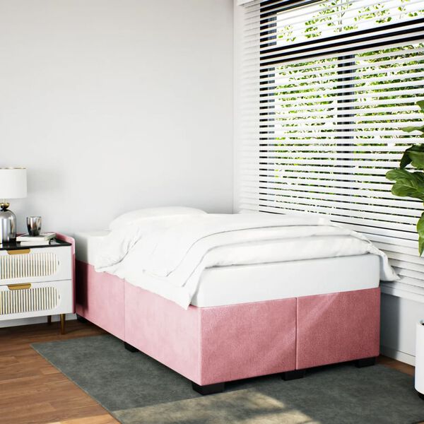 vidaXL Estructura de cama sin colch&oacute;n terciopelo rosa 120x190 cm