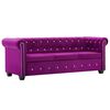 vidaXL Sof&aacute; chesterfield de 3 plazas de terciopelo 199x75x72 cm morado