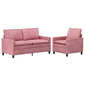vidaXL Juego de Sof&aacute; 2 uds. Rosa Terciopelo