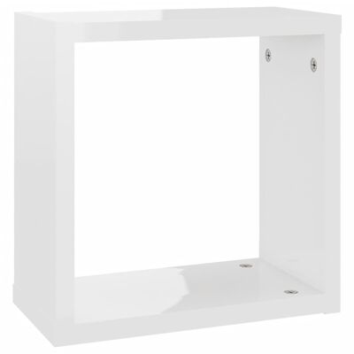 vidaXL Estantes cubos pared 6 uds aglomerado blanco brillo 30x15x30 cm