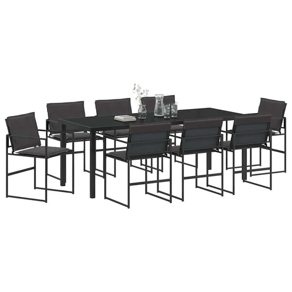 vidaXL Conjunto de Comedor de Jard&iacute;n 9 pcs Negro