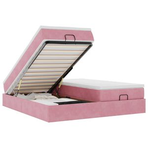 vidaXL Estructura de cama otomana colchones terciopelo rosa 180x200cm