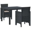 vidaXL Conjunto de Comedor de Jard&iacute;n 3 pcs Antracita Polipropileno