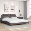 vidaXL Cama Viana con colch&oacute;n cuero sint&eacute;tico gris 180x200 cm