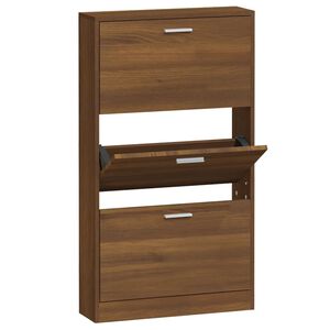 vidaXL Zapatero madera contrachapada marr&oacute;n roble 59x17x108 cm