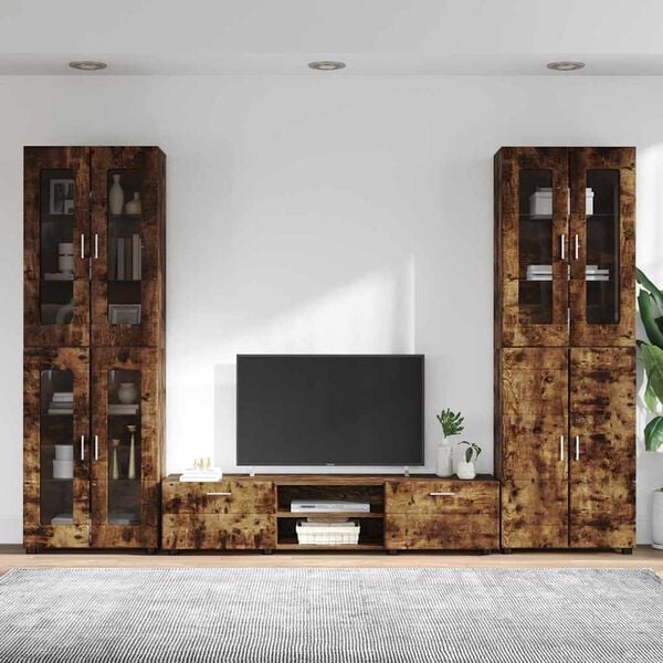 vidaXL Conjunto de mueble de TV con caj&oacute;n FLORIN Roble ahumado