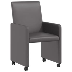 vidaXL Sillas de Comedor con Ruedas 2 uds. Cuero sint&eacute;tico Gris