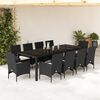 vidaXL Set comedor jard&iacute;n 11 pzas cojines rat&aacute;n sint&eacute;tico vidrio negro