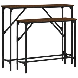 vidaXL Mesas consolas 2 unidades madera de ingenier&iacute;a marr&oacute;n roble