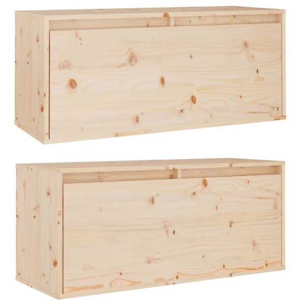 vidaXL Armario de pared 2 uds madera maciza de pino 80x30x35 cm