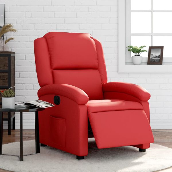 vidaXL Sill&oacute;n reclinable el&eacute;ctrico de cuero sint&eacute;tico rojo